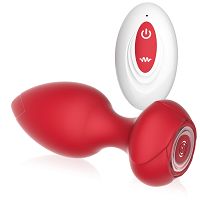 Czerwony zestaw korków analnych 3 klasyczne + wibrujący - 78063293 - 2