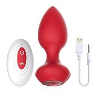 Czerwony zestaw korków analnych 3 klasyczne + wibrujący - 78063293 - 6