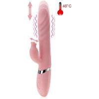 Podgrzewany do 48stc wibrator posuwisty z wypustką do łechtaczki i języczkiem - 71122705 - 3