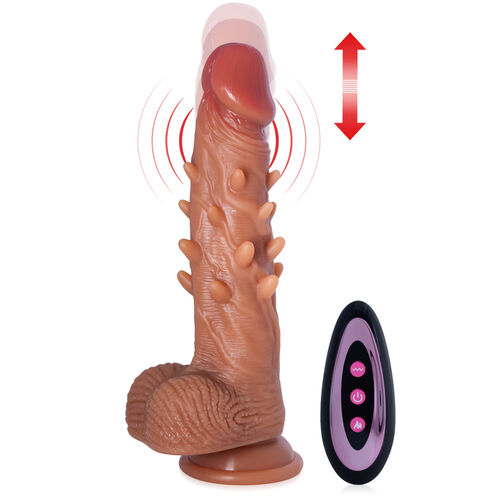 Realistyczny wibrator posuwisty z wypustkami 90 funkcji + grzanie - 79761009