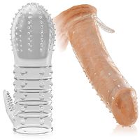 Elastyczna nakładka erekcyjna na penisa cieniutka nasadka stymulująca z wypustkami - 79656627 - 3