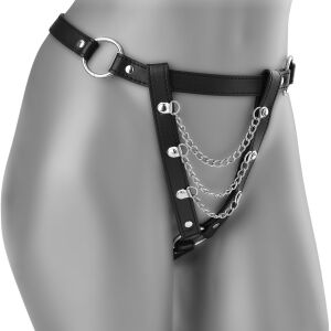 Skórzane stringi z łańcuchami bdsm, przejmij kontrolę - 79435970