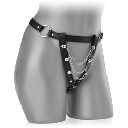 Skórzane stringi z łańcuchami bdsm, przejmij kontrolę - 79435970