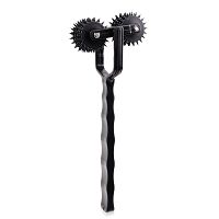 Czarny podwójny wałeczek drażniący kolczaste kółka do BDSM - 71590600 - 3