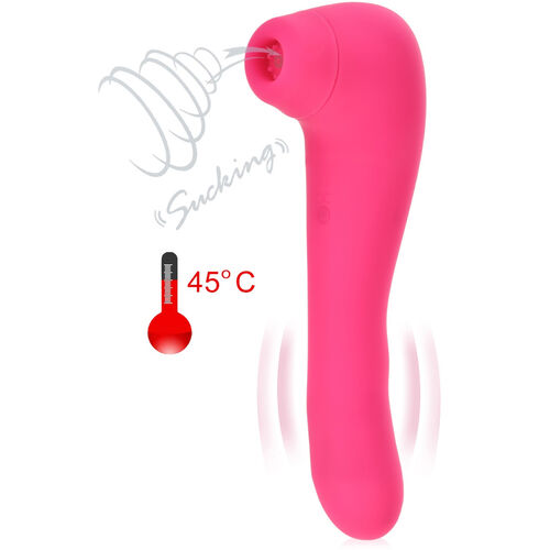 Ssący masażer do łechtaczki + wibrator g-spot z funkcją grzania do 45stc, masturbator 2w1 - 79267537