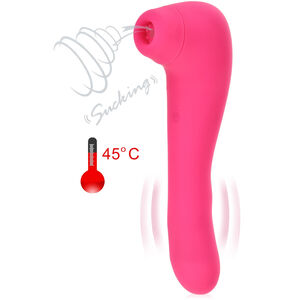 Ssący masażer do łechtaczki + wibrator g-spot z funkcją grzania do 45stc, masturbator 2w1 - 79267537