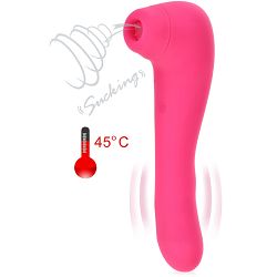 Ssący masażer do łechtaczki + wibrator g-spot z funkcją grzania do 45stc, masturbator 2w1 - 79267537