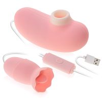 Podwójny masturbator dla kobiet wibrujące jajeczko masażer ssący - 77409945 - 2