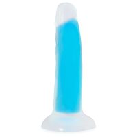 Niebieskie fluorescencyjne dildo penis 14 cm świeci w ciemności - 70509966 - 4