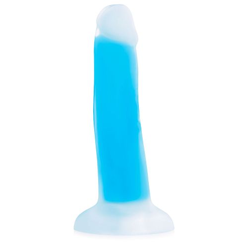 Niebieskie fluorescencyjne dildo penis 14 cm świeci w ciemności - 70509966