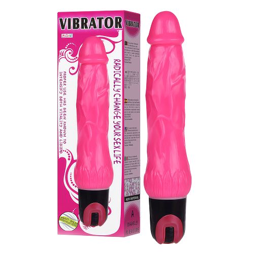 Różowy giętki żelowy anatomiczny wibrator z płynną wibracją 24 cm - 76745798