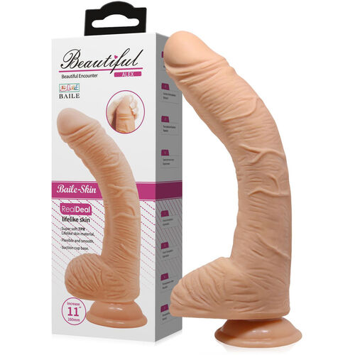 Duży wygięty penis g-spot elastyczne dildo na mocnej przyssawce 27 cm - 71152492