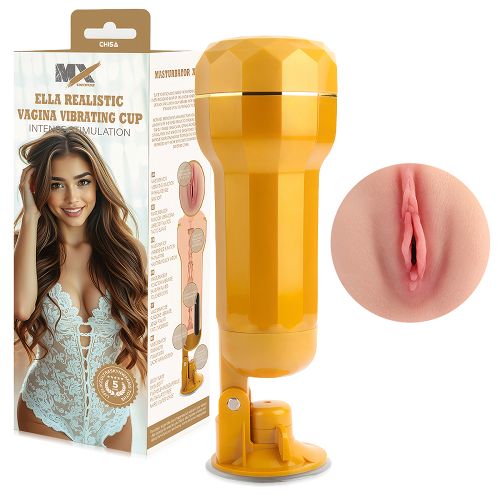 Realistyczna sztuczna pochwa Ella z regulowaną przyssawką i wibracjami - 76882542