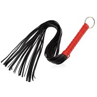 Mocny skórzany pejcz dyscyplinujący do karania bdsm z metalową obręczą 68 cm - 79127177 - 3