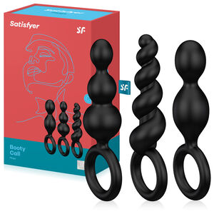 Satisfyer  Booty Call zestaw trzech  czarnych korków analnych - 70851211