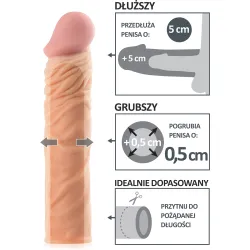 Naturalna nakładka penis dłuższy o 5 cm intensywnie stymulująca – 74770595