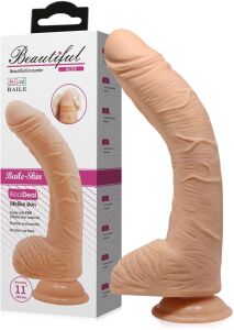 Duży wygięty penis g-spot elastyczne dildo na mocnej przyssawce 27 cm - 71152492