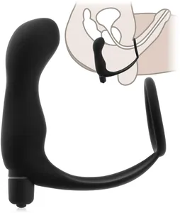 Wibrujący masażer prostaty z pierścieniem korek analny zakładany na penisa – 70675831