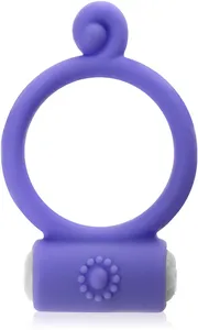 Dyskretny wibrujący pierścień na penisa ze stymulatorkiem – fioletowy – 89066278