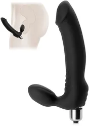 Silikonowy penis z nasadką - strap on - podwójna wibrująca przyjemność - 74300538