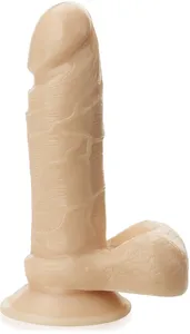 Sprężyste dildo z przyssawką duży penis z jądrami penetrator - 72746630