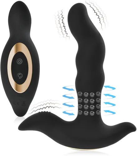 Rotacyjny masażer prostaty i krocza wibrator analny z obrotowymi kulkami - 75701842