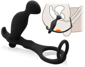 Ergonomiczny masażer prostaty wibrujący korek analny + pierścienie - 79136188