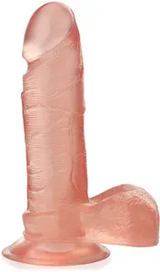 Sprężyste dildo z przyssawką duży penis z jądrami penetrator - 77862700