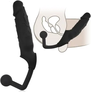 Potężna nakładka proteza na penisa z korkiem analnym - powiększenie aż o 7 cm - 75419413